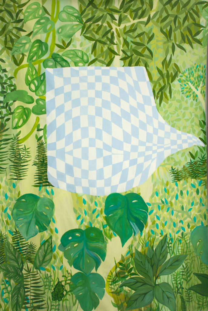 Katé Aráoz, Mon jardin sécret n'est plus imaginaire, Acrylic on linen, 200 x 200 cm, 2019 - 2020