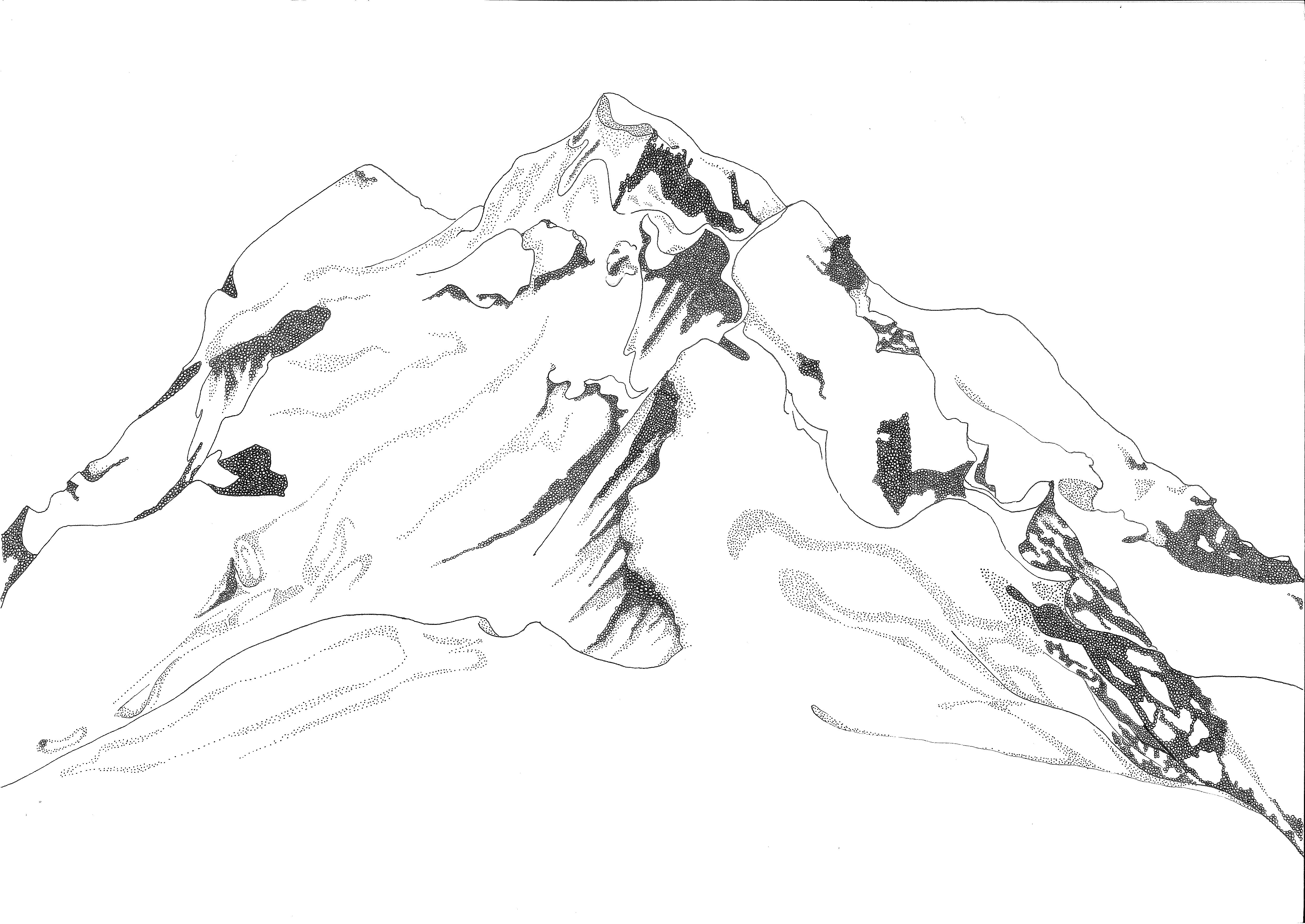 Katé Aráoz, Illimani, Ink on paper