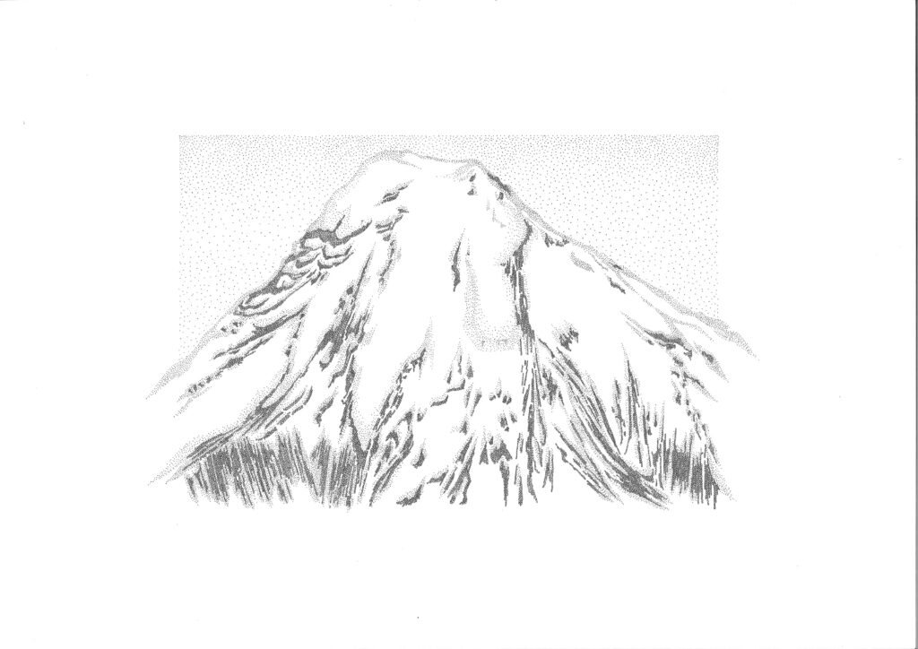 Katé Aráoz, Think like a mountain ongoing series, Parinacota, Ink on paper, 2021